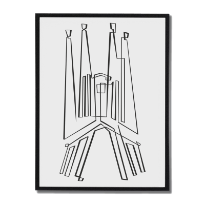 Ilustración minimalista de la Sagrada Familia para regalo