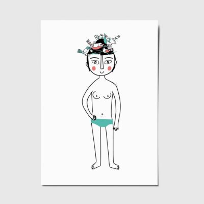 Postal ilustrada de la la colección "Sentimientos ilustrados". Dibujando emociones