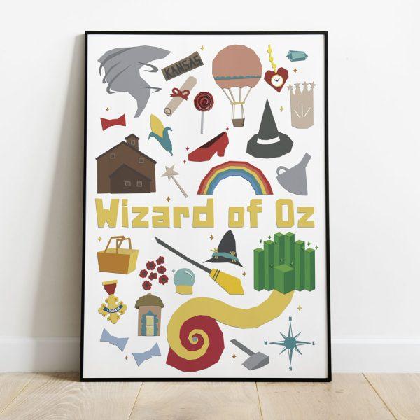 Poster homenatge a "El mago de Oz". Decora amb estil amb aquest poster il·lustrat.