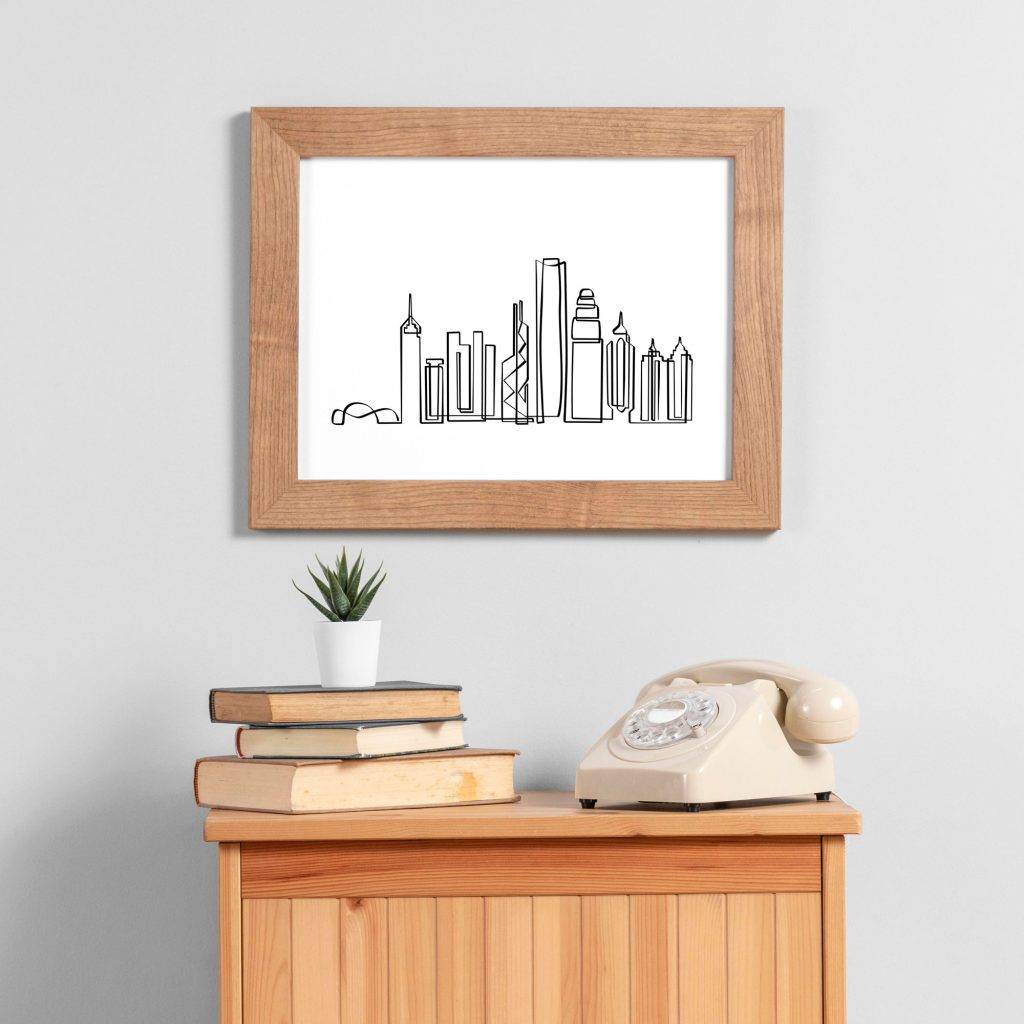 Lamina en un solo trazo del skyline de HongKong