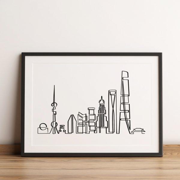 Shanghai skyline il·lustració. Un poster il·lustrat que donarà un toc de personalitat a la teva llar