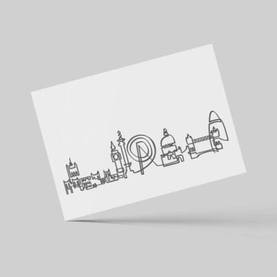 Postal minimalista de skyline de Londres en una sola linia