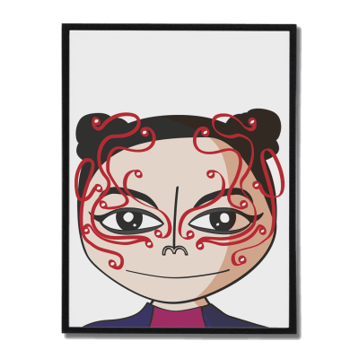 Póster ilustrado de Björk en estilo artístico – lámina de decoración alternativa y expresiva