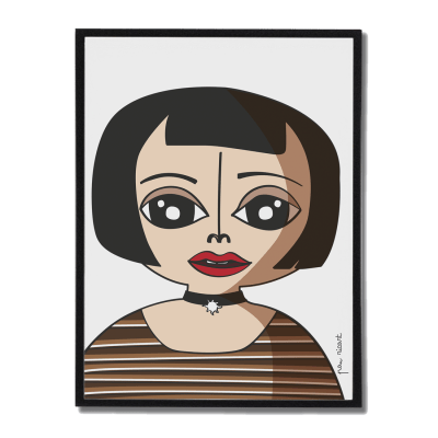 Lámina con retrato caricaturesco de Natalie Portman – póster elegante para decoración de interiores