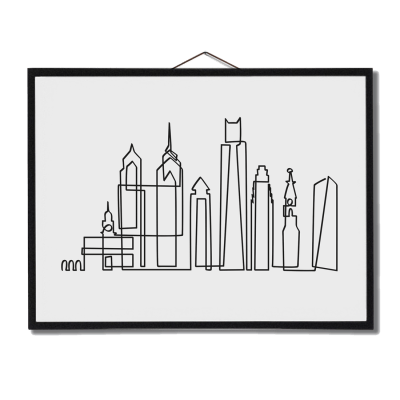 Póster minimalista del skyline de Philadelphia en un solo trazo – lámina decorativa moderna