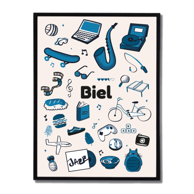 Poster mi mundo, ilustración personalizada